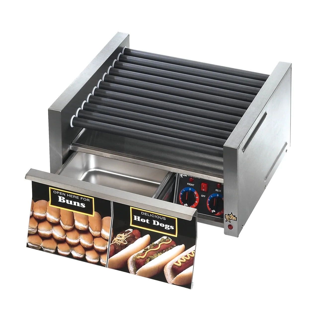 Star 30CBD Grill-Max® Hot Dog Grill, Roller-Type with Integrated Bun Drawer