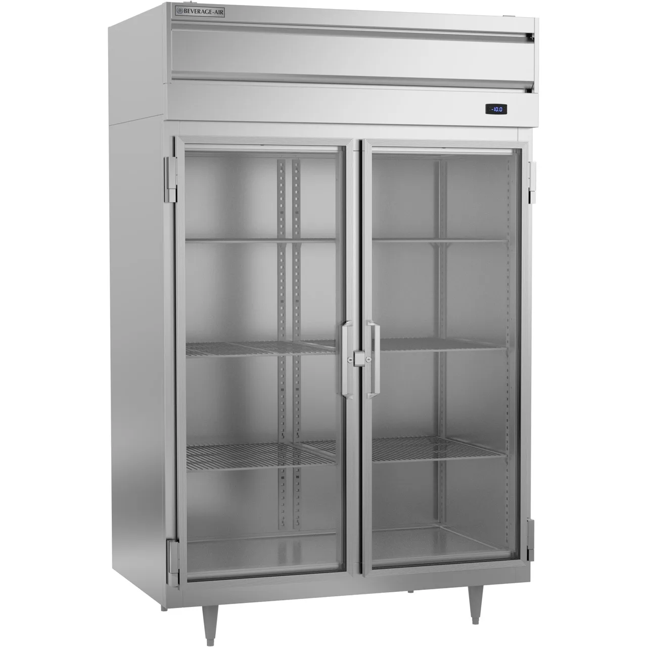Beverage Air PF2HC-1BG 52" Two Section Reach-In Freezer w/ 2 Glass Doors, Aluminum Interior, 45 cu. ft.