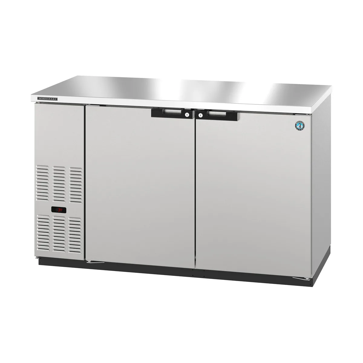 Hoshizaki BB59-S 59" Two Section Silver 2 Swinging Solid Door Back Bar Cooler, 18.16 cu. ft.