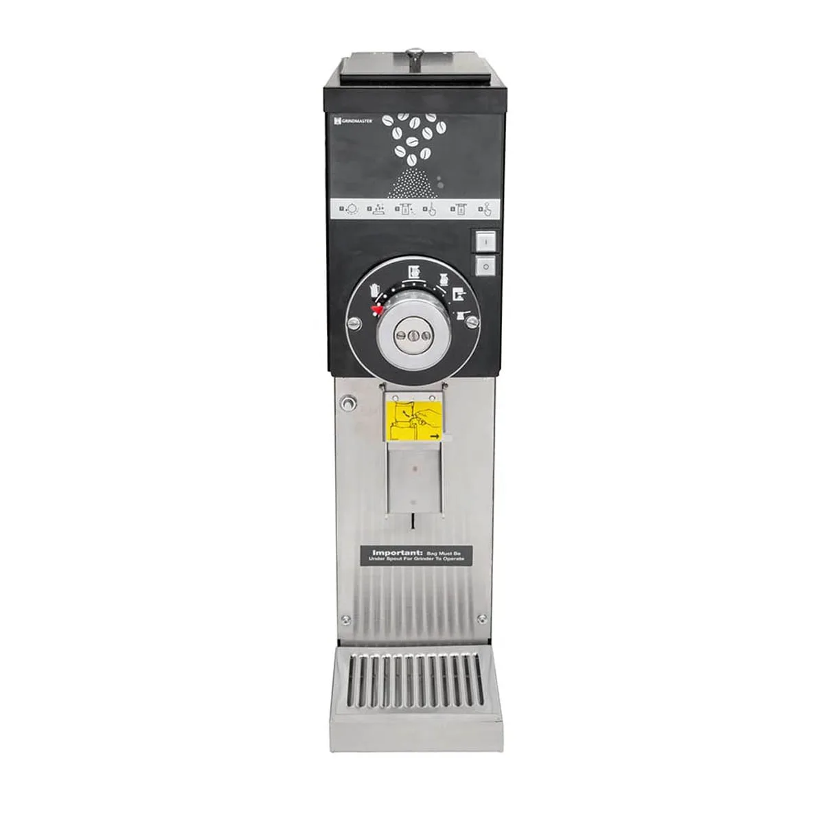 Grindmaster 890BS 7" Wide Space Saver Retail Coffee Grinder w/ 3.0 lbs. Hopper Cap - 1/2 HP - Black