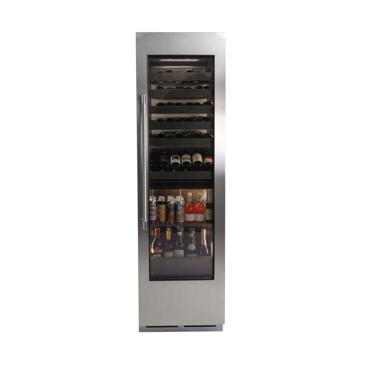 Perlick CC24C-2-4LL Zone Glass Door Refrigerator, 12.6 cu ft Steel, 38 Bottle Capacity, LED Light