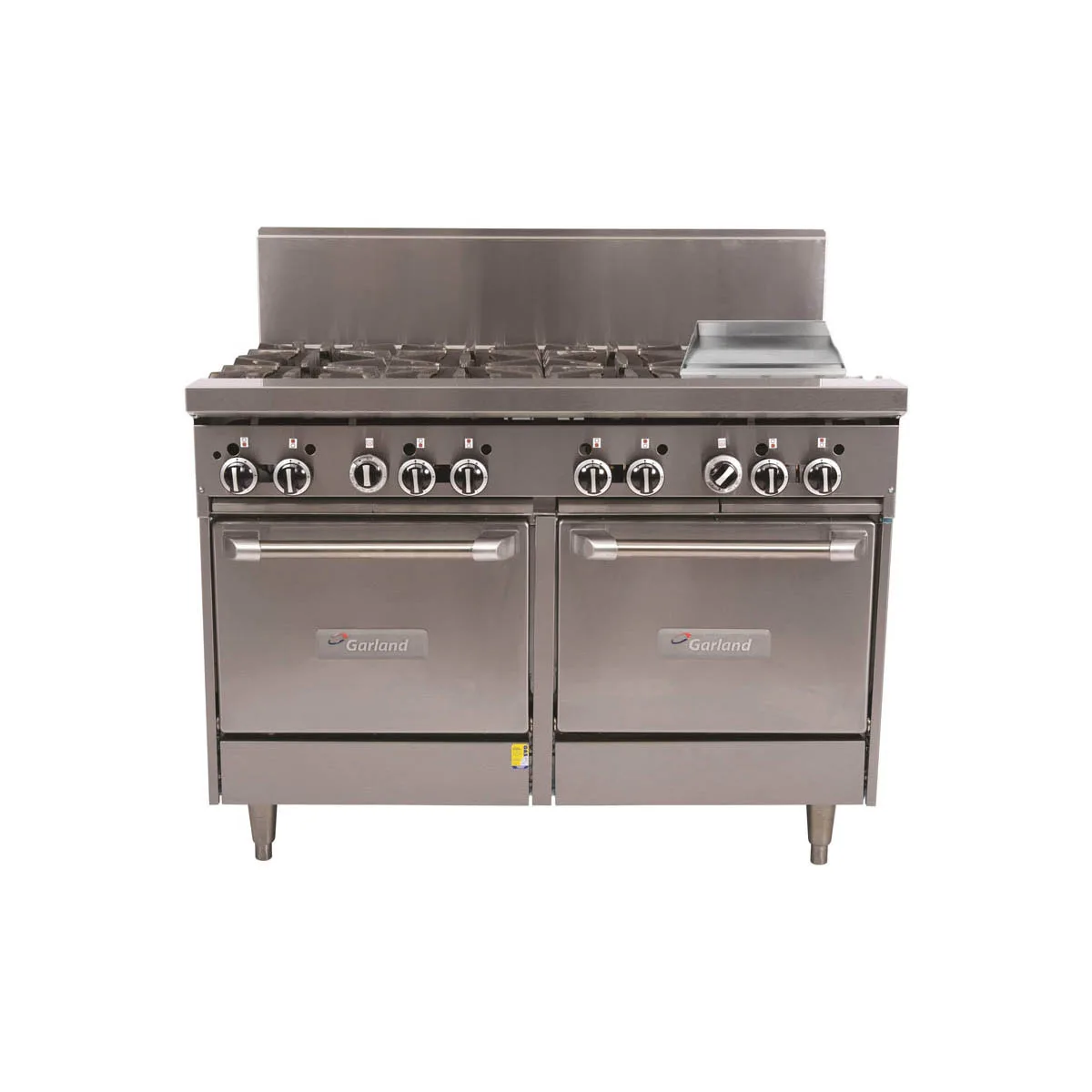 Garland US Range G48-6G12RS 48" Gas Restaurant Rangew/ (6) Open Burners, 12" Griddle, (1) Standard Oven, (1) Cabinet Base, 254.000 BTU