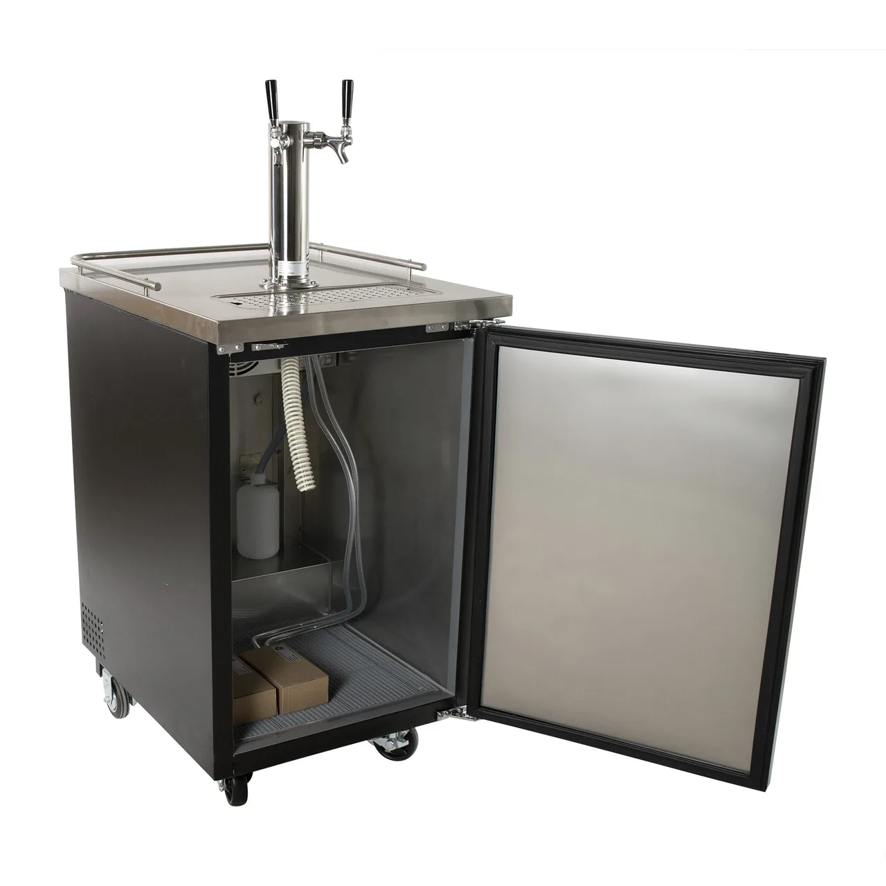 BK Resources DBC-11-24 Kegerator Beer Dispenser, 24" Double Tap, 4" Casters, 33-41°F, ETL Certified