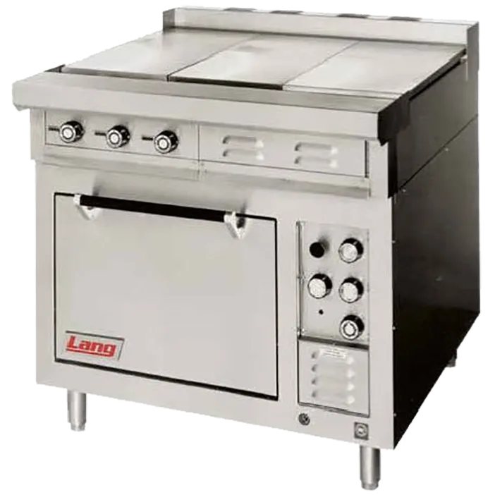Lang R36S-ATB Heavy Duty Range, Electric, 36", (3) 12" Hot Tops, 3/4" Thick