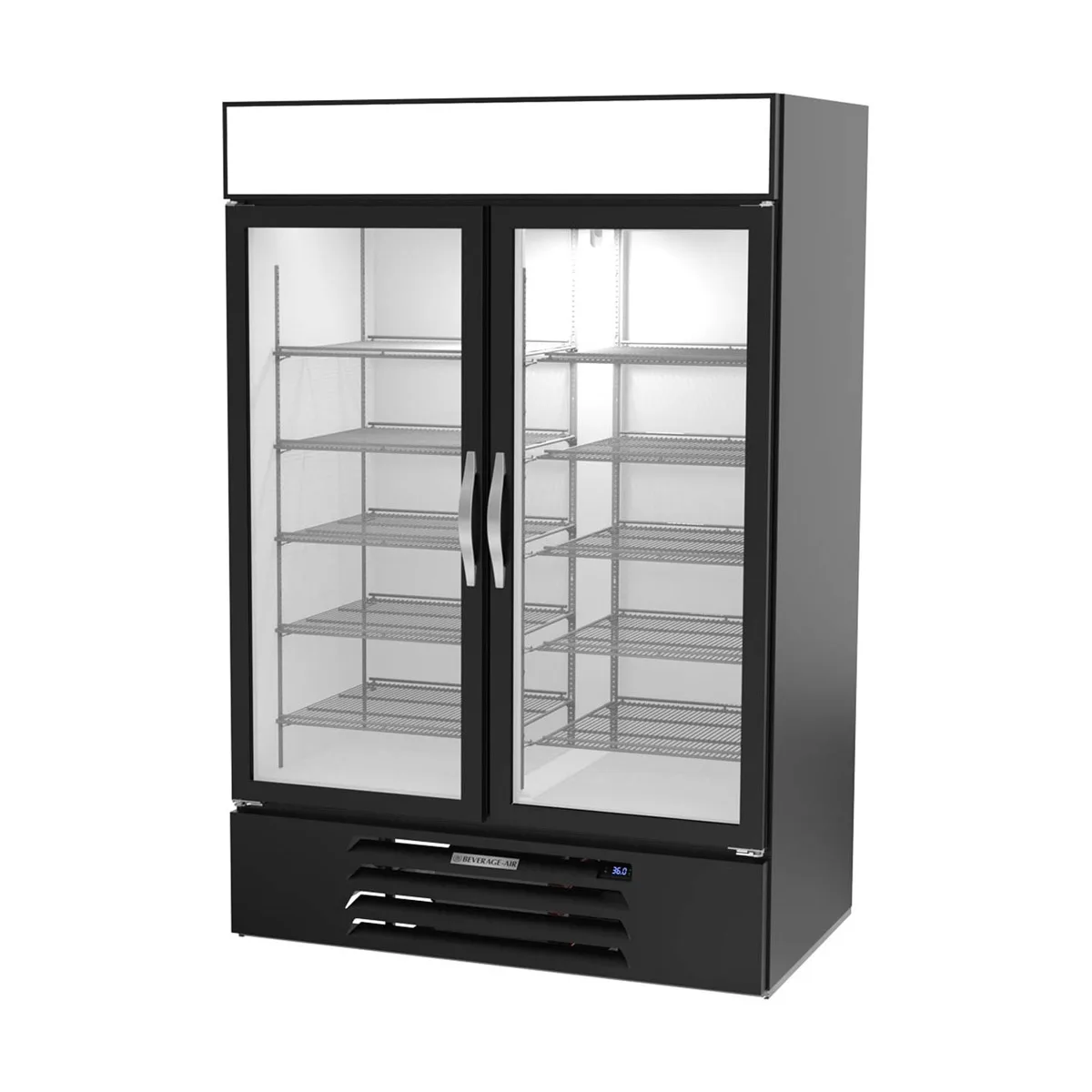 Beverage Air MMR49HC-1-B 52" Two Section Merchandiser Refrigerator in Black, 46.15 cu. ft.