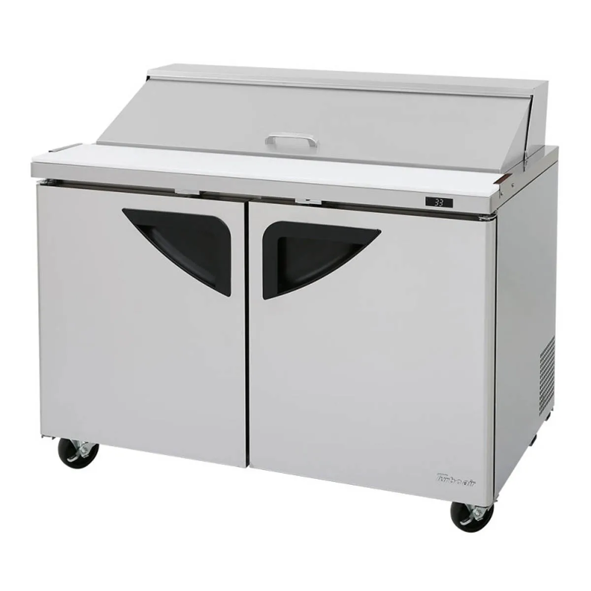 Turbo Air TST-48SD-N 48" Two Section Sandwich / Salad Prep Table w/ 2 Doors, 12 Pans