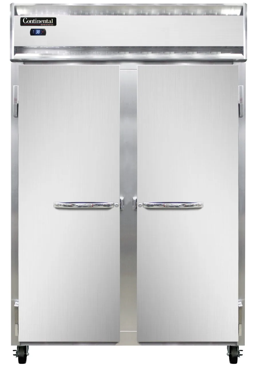 Continental Refrigerator 2RNSA 52" 2-Section Reach-In Refrigerator w/ 2 Solid Doors, Stainless Steel Exterior, 48 cu.ft.