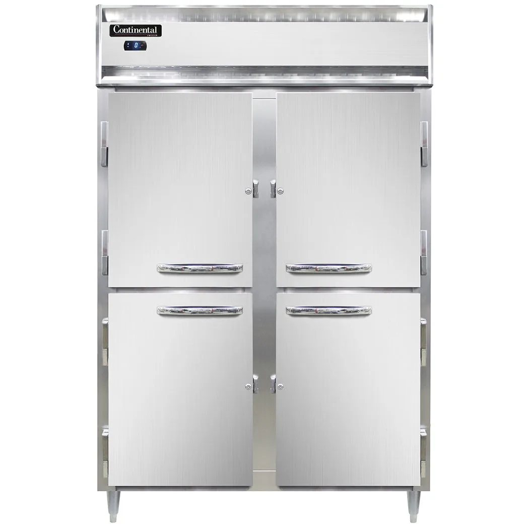 Continental Refrigerator D2FSNSAHD 52" 2-Section Reach-In Freezer, 4 Half Solid Doors, Stainless Steel, 32 cu. ft.