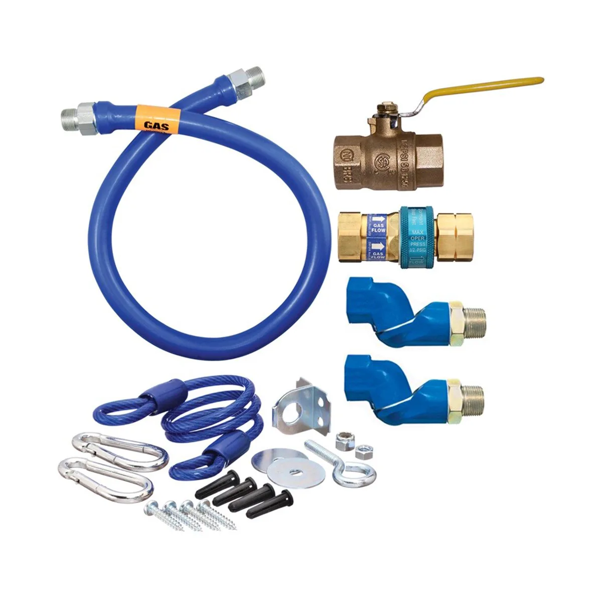 Dormont 16100KIT2S48 Deluxe SnapFast 48" Gas Connector Kit w/ Two Swivels, Restraining Cable, 1" Dia.
