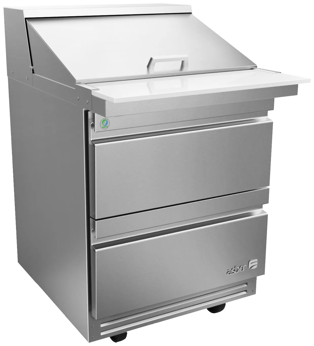 Asber APTM 27 12 D2 P 27" 2-Drawer Mega Top Sandwich Salad Prep Table, 12 Pans, Stainless Steel