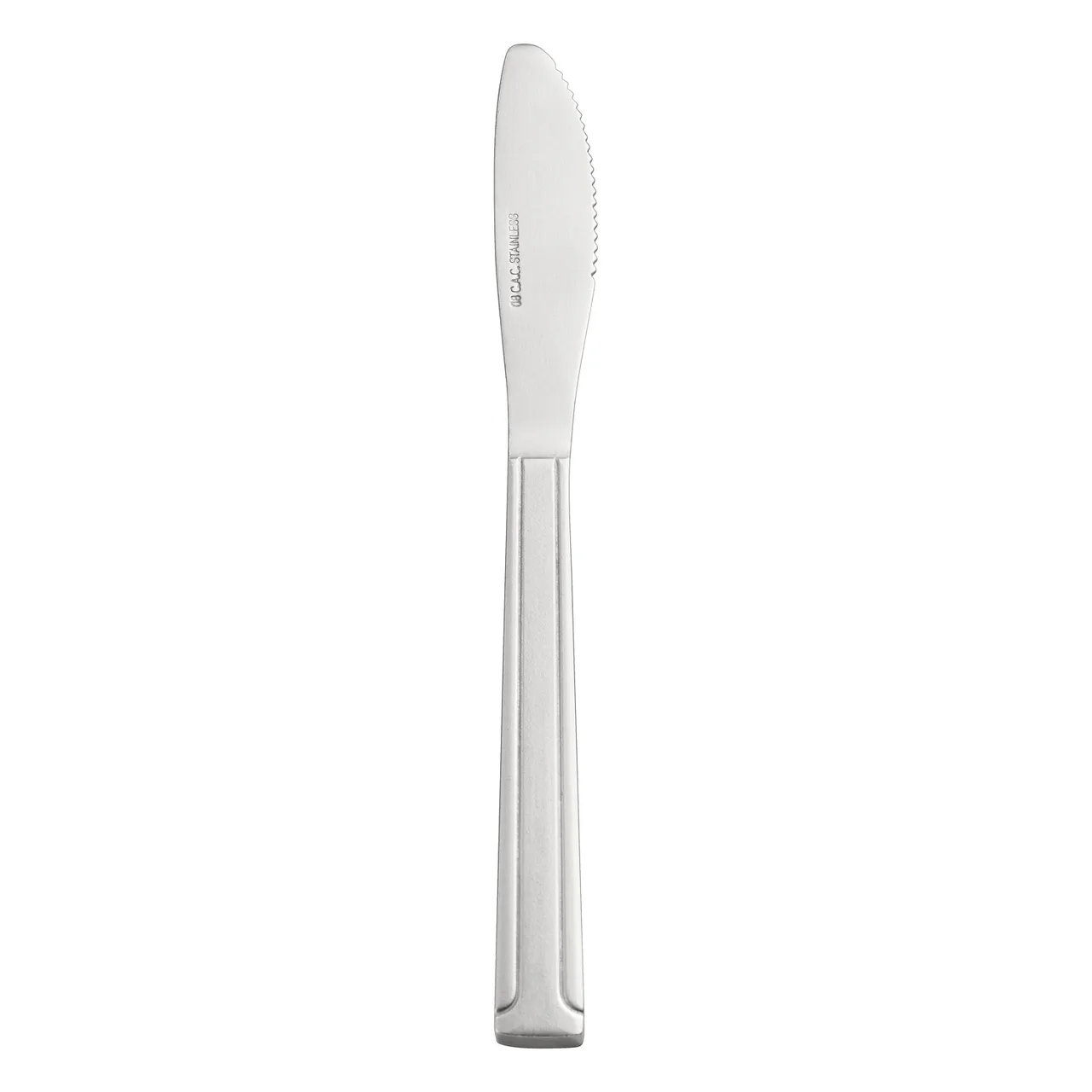 CAC China 2001-08 Dinner Knife, 7-7/8" Solid Handle, 18/0 Stainless Steel Frost Finish - 1 Dozen