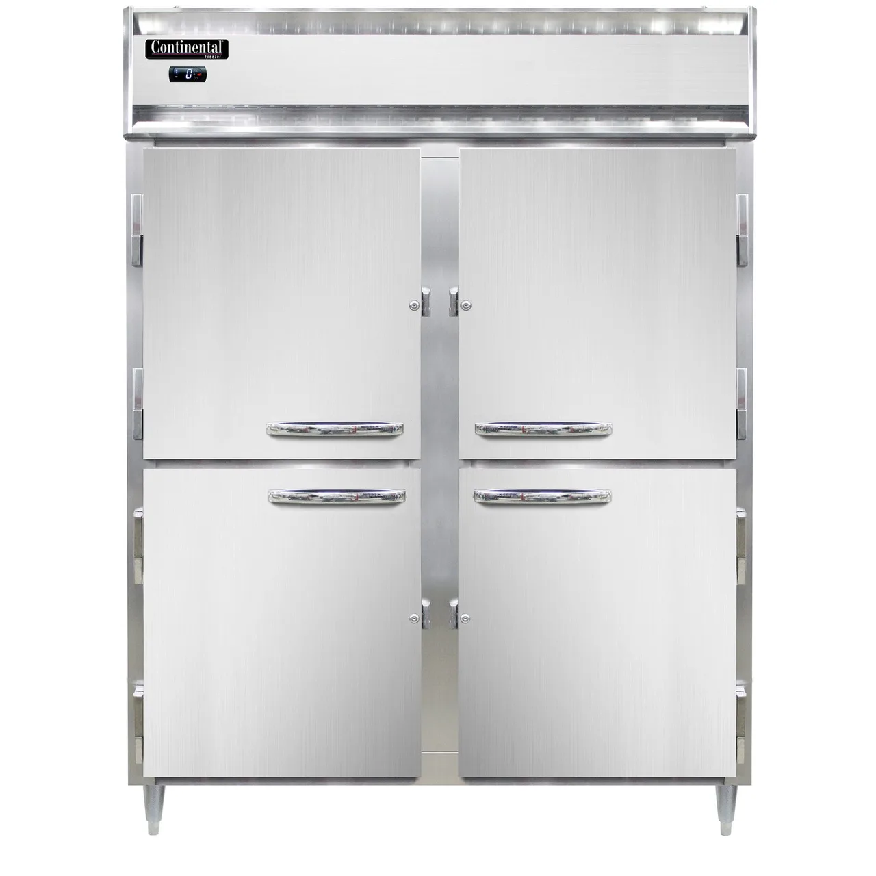 Continental Refrigerator D2FENSSHD 57" 4-Half Solid Door 2-Section Reach-In Freezer, Top Mounted, 52 cu. ft., Stainless Steel