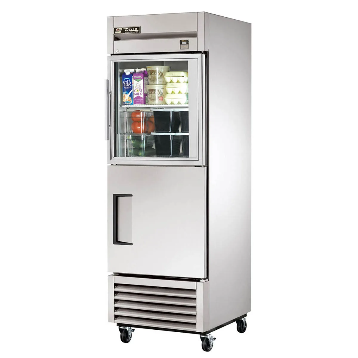 True TS-23-1-G-1-HC~FGD01 27" 1-Section Reach-In Refrigerator w/ Glass & Solid Half Door, Bottom Mount, Stainless Steel