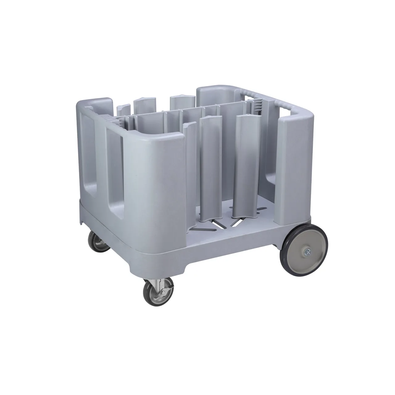 CACChina BTDC-6 Dish Caddy, 35.5"L x 35.25"W x 30"H, Gray Poly, 6 Adj Dividers, Holds 300 4.5"-13" Dia – Set