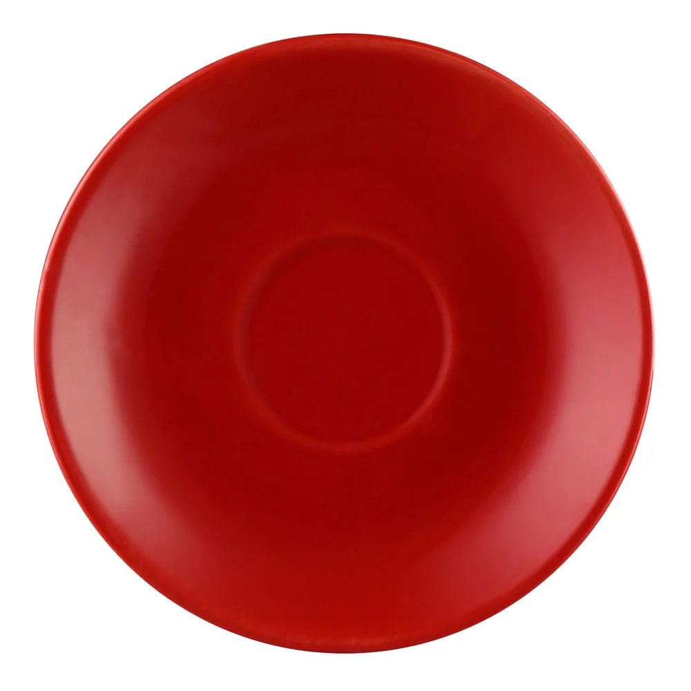 CAC China LV-36-R Las Vegas Saucer, 4.5" x 0.75" Red Ceramic, Dishwasher Oven Safe - 1 Dozen