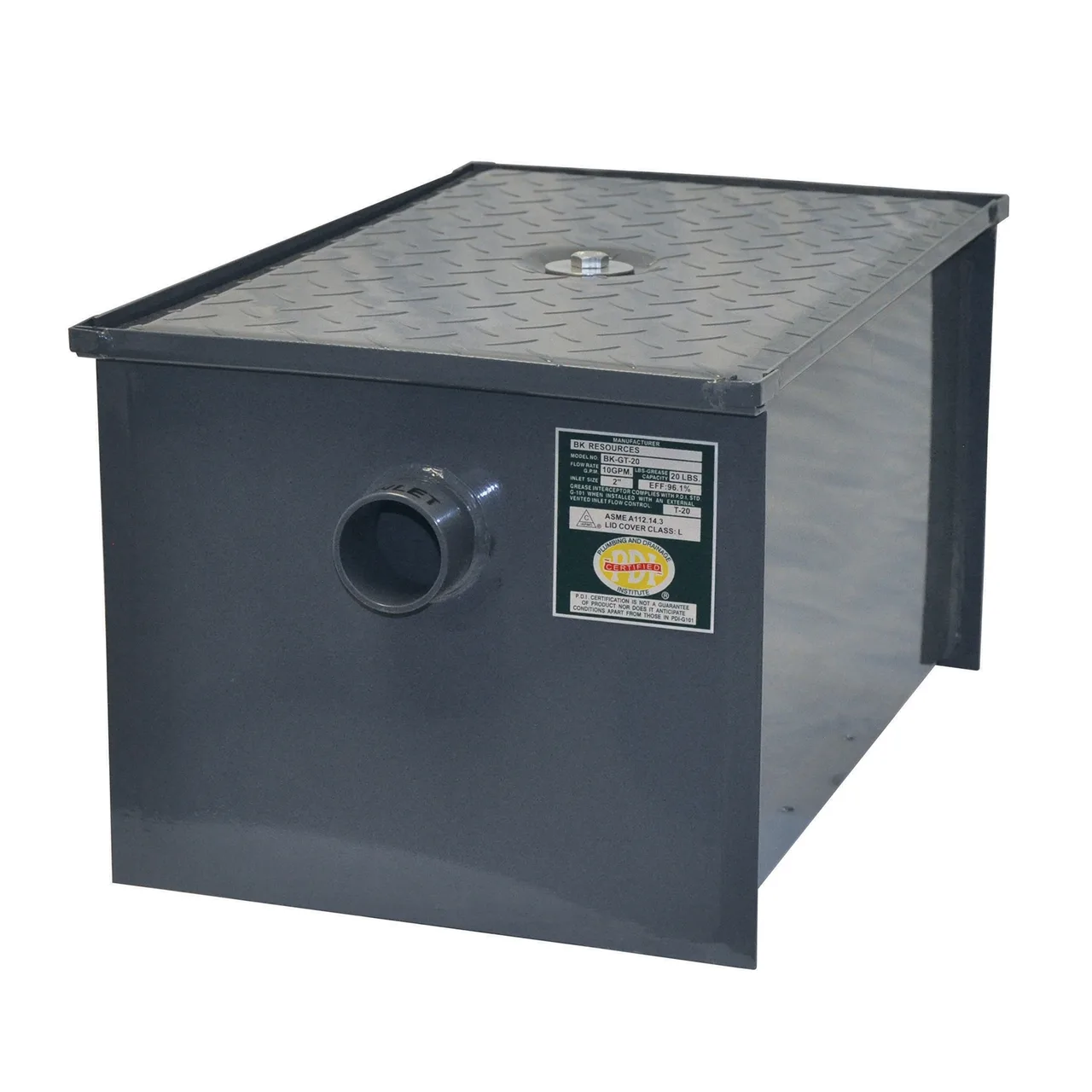 BK Resources BK-GT-100 4" Inlet/Outlet Grease Trap, 100 Lbs. Grease Capacity - 50 gal/min