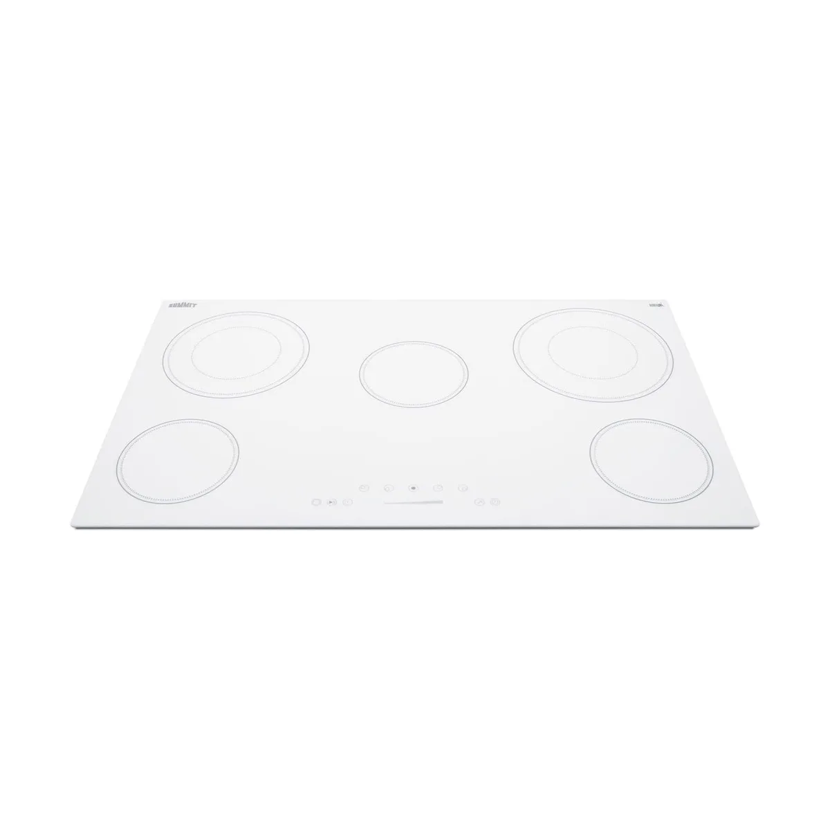 Summit CR5B36TXW 35" Electric Radiant Cooktop w/ (5) Burners, White Ceramic Glass, Digital Controls, 7.7 kW, 240v