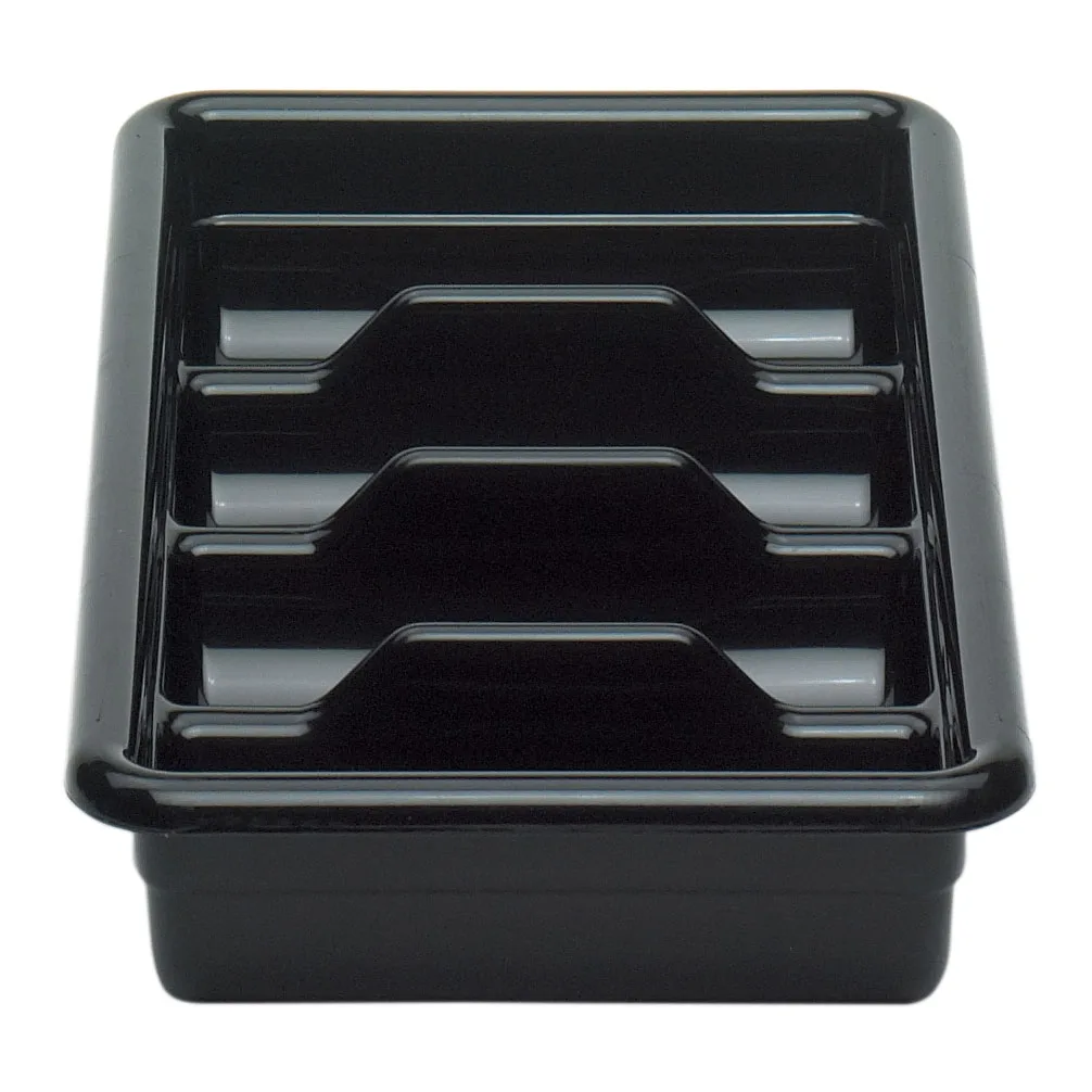 Cambro 1120CBP110 Cutlery Box, 11-3/8"L x 20-7/16"W x 3-3/4"H, 4-Compartment, Hi-Gloss Plastic, Black