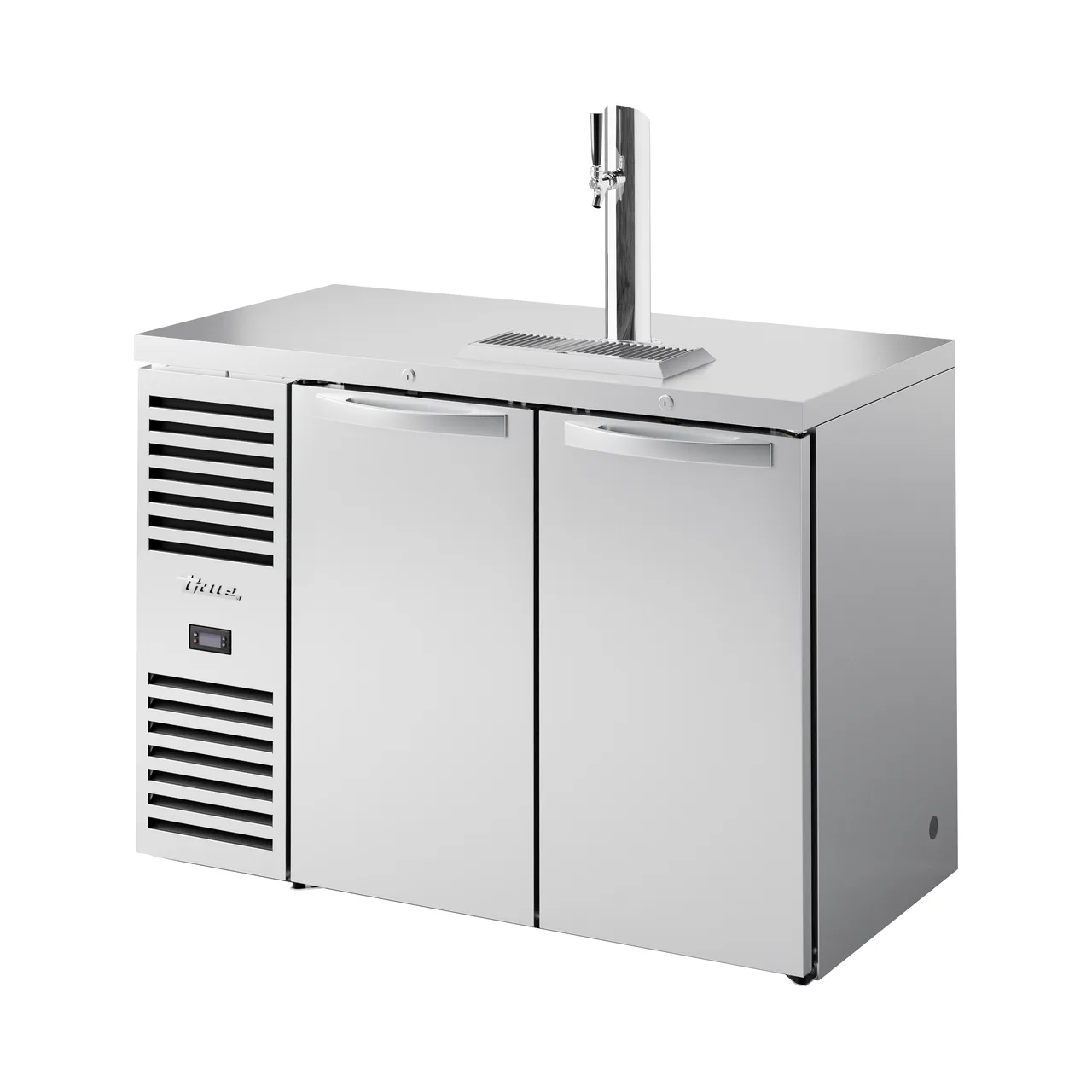 True TDR48-RISZ1-L-S-SS-1 48" Stainless Steel Two Section Solid Door Draft Beer Cooler, 120V