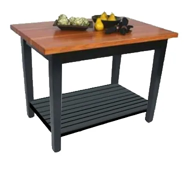 John Boos RN-C4824-S Rouge et Noir Le Classique Utility Table, 48"W x 24"D, American Cherry, Varnique Finish, Black Undershelf