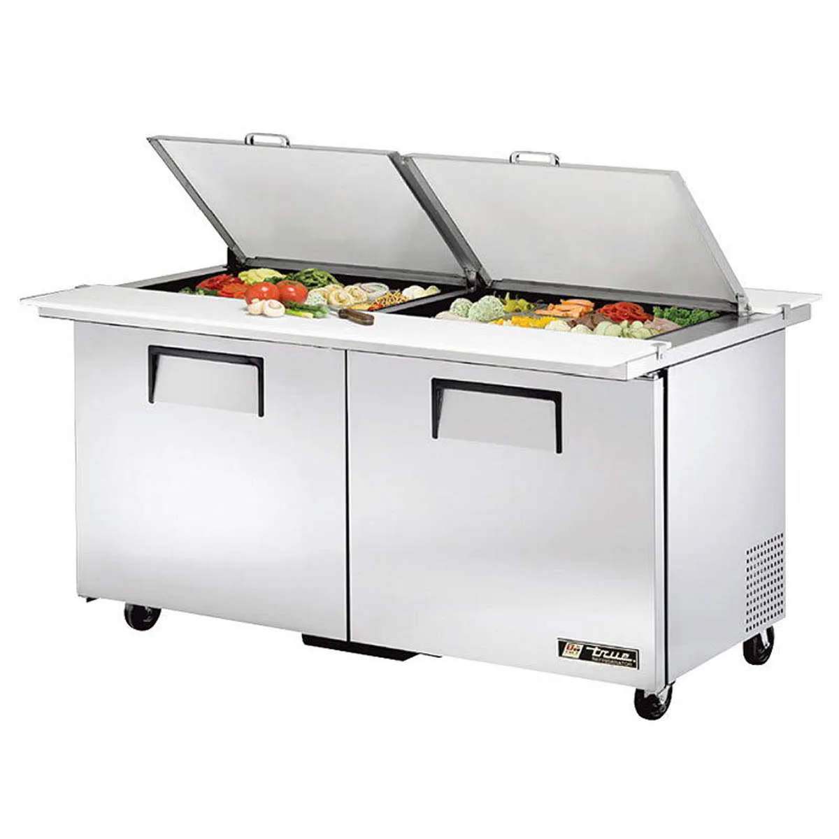 True TSSU-60-24M-B-DS-ST-HC 60" Mega Top Sandwich/Salad Prep Table w/ 2 Doors, 24 Pans