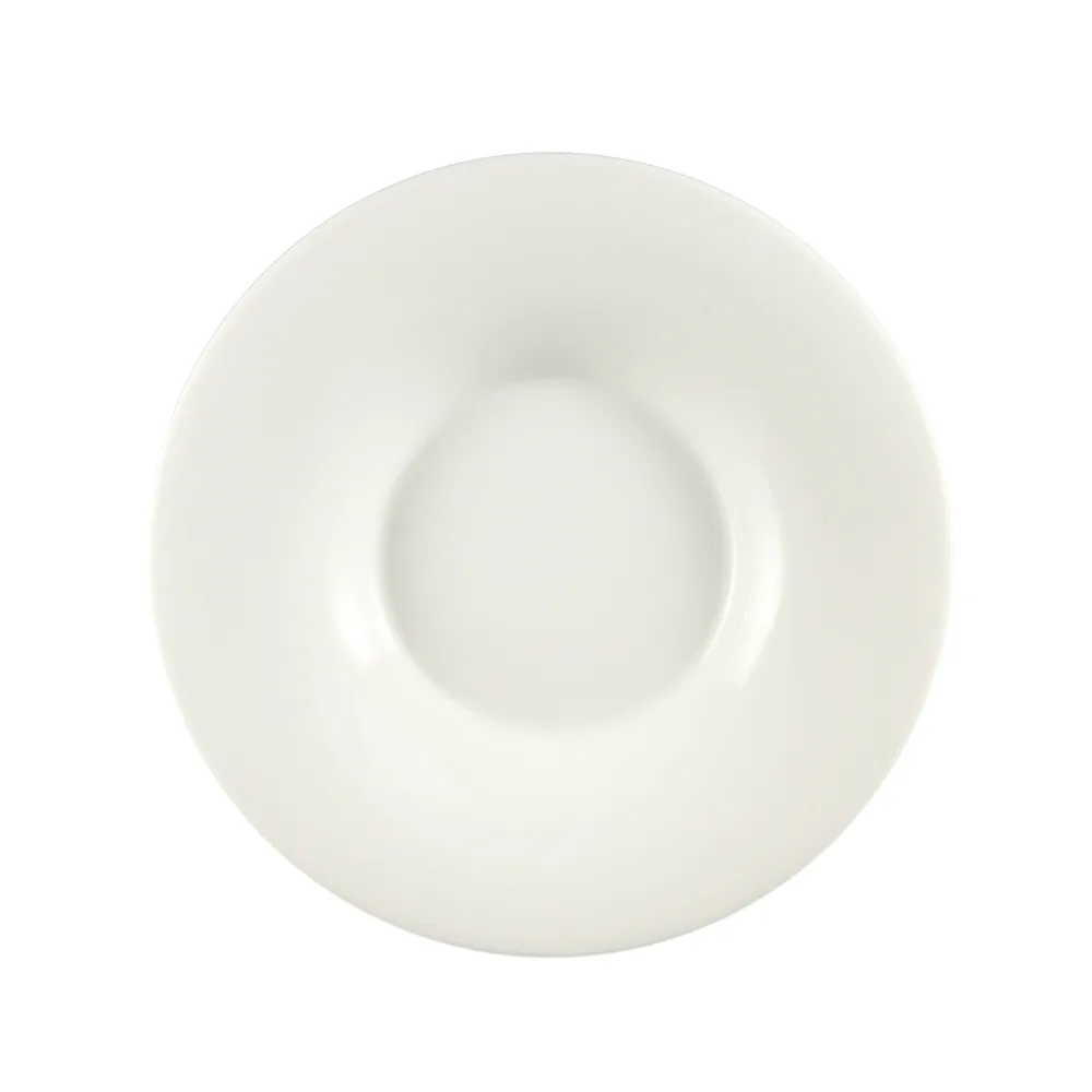 CAC China SHA-F120 Sushia Plate, 12-1/4" Dia x 1-5/8" H, Wide Rim, White Porcelain - Dozen