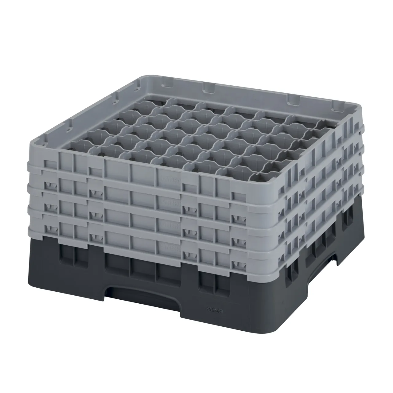Cambro 49S800110 Camrack Glass Rack, Full Size, 19-3/4 x 19-3/4 x 10-1/2, Black, 49 Compartments, 2-7/16 Max Dia, 8-1/2 Max Height, HACCP Compliant, NSF Certified
