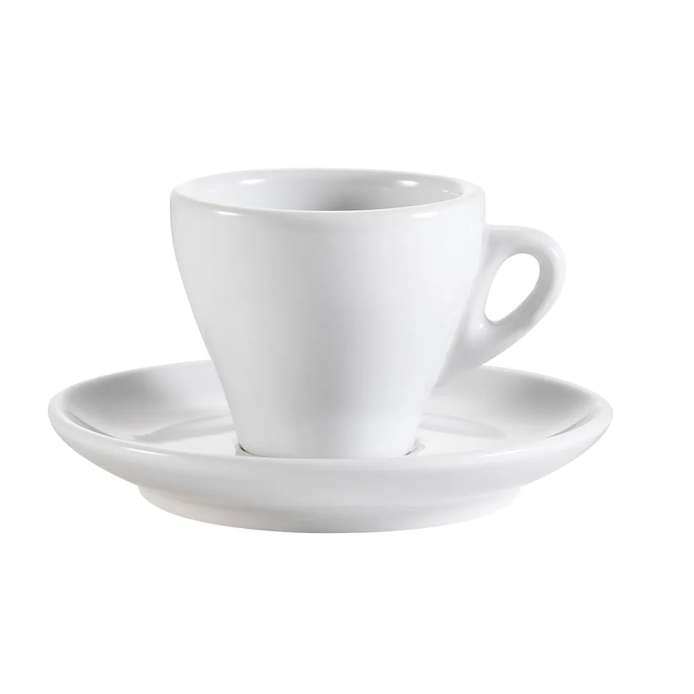 CAC China E-3 Cup & Saucer Set, 3.5 oz 2-3/8" H Cup, 4-7/8" Dia. Saucer, Porcelain, Safe - Set