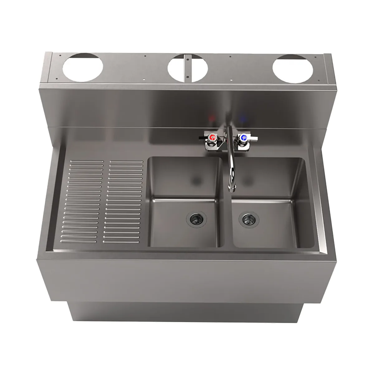 BK Resources UBDW-18-236LS Underbar Sink Units, 2 Compartment with Left Drainboard