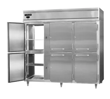 Continental DL3RRF-PT-HD 78" 3-Section Pass-Thru Refrigerator Freezer Combo w/ 12 Half Solid Doors