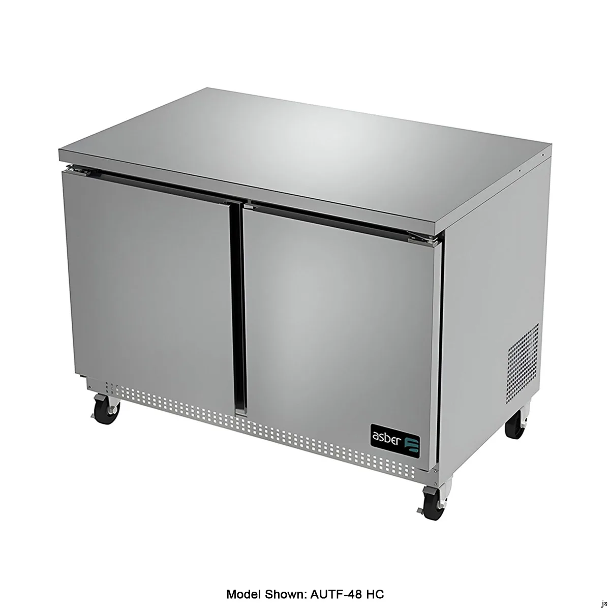 Asber AUTF-48-P 48" 2-Door Undercounter Freezer, Stainless Steel, 12 cu. ft.