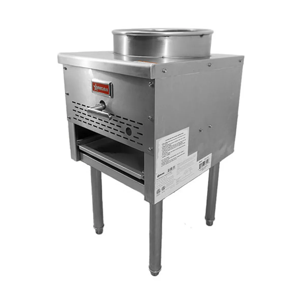 Omcan USA 47351 Natural Gas Wok Range w/ (1) Burner (Bowl), 13" Wok Ring, Knee "L" Lever, Jet Burner, 95.000 BTU