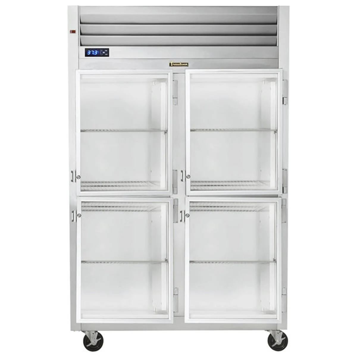 Traulsen G21002-032 52" 2-Section Reach-In Refrigerator w/ 4 Glass Half-Doors (hinged right/right), Top Mount, 46.5 cu. ft.