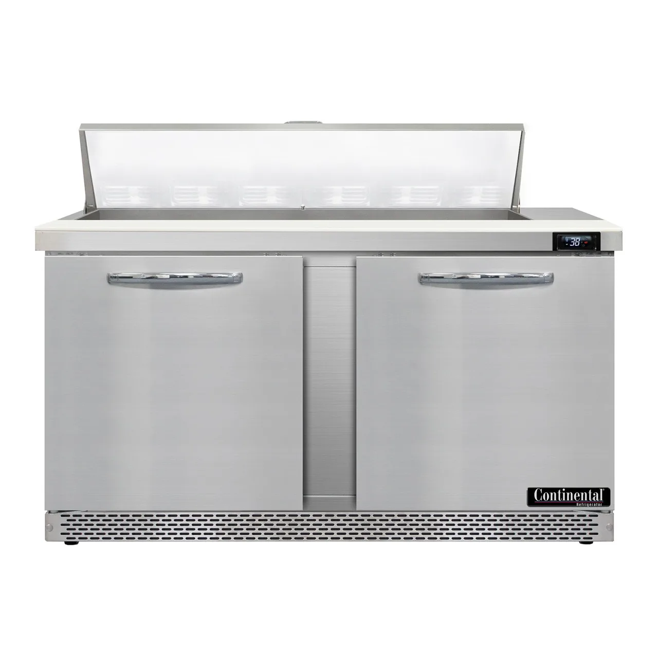 Continental Refrigerator D60N12-FB 60" Two Section Sandwich / Salad Prep Table w/ 2 Doors, 12 Pans