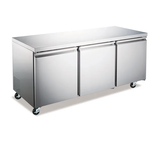 Omcan USA 50091 72" 3-Section Undercounter Refrigerator, Stainless Steel, 15.5 cu. ft., 3 Solid Doors