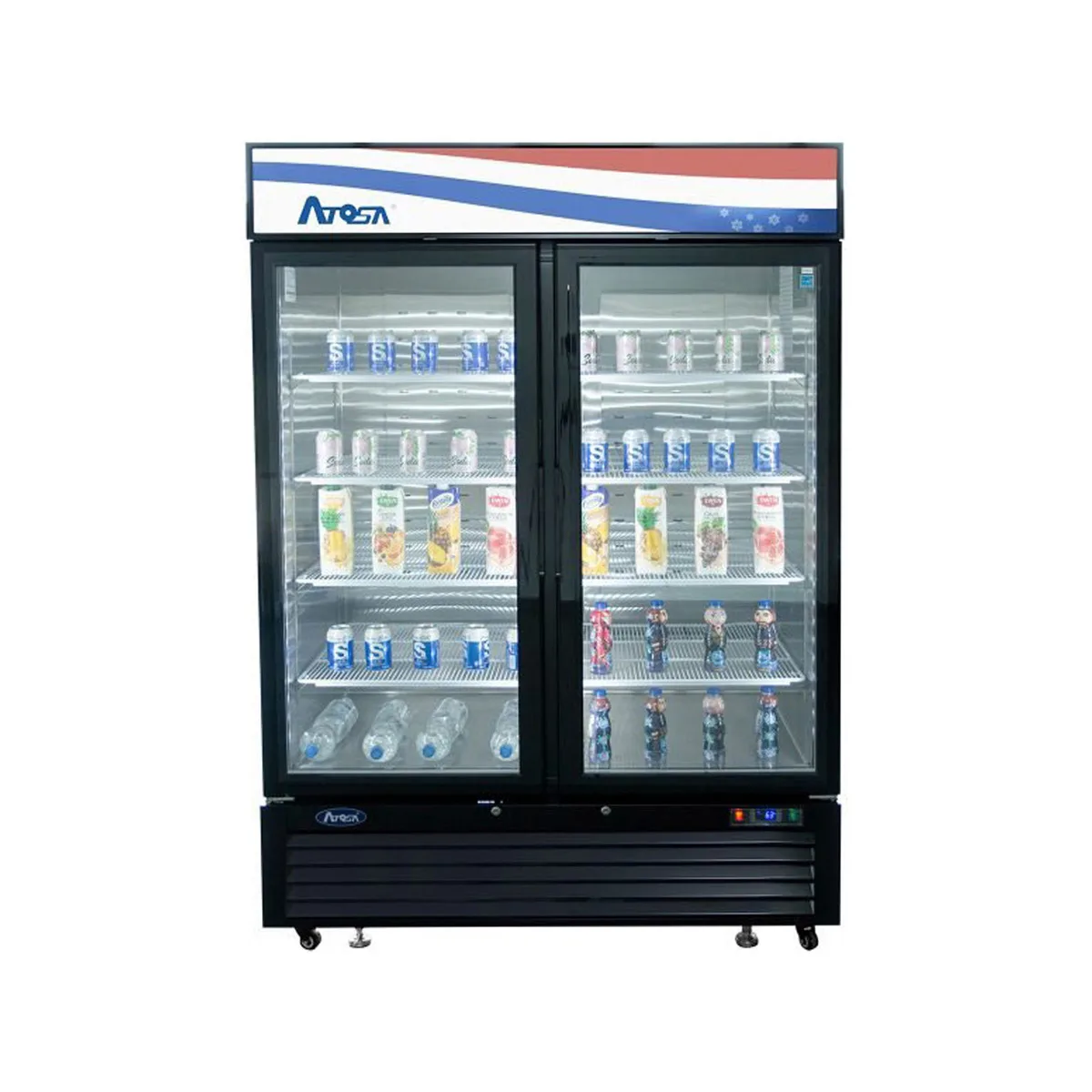 Atosa USA MCF8723GR 54" 2-Section Merchandiser Refrigerator w/ 2 Swing Glass Door, 43.8 cu. ft.