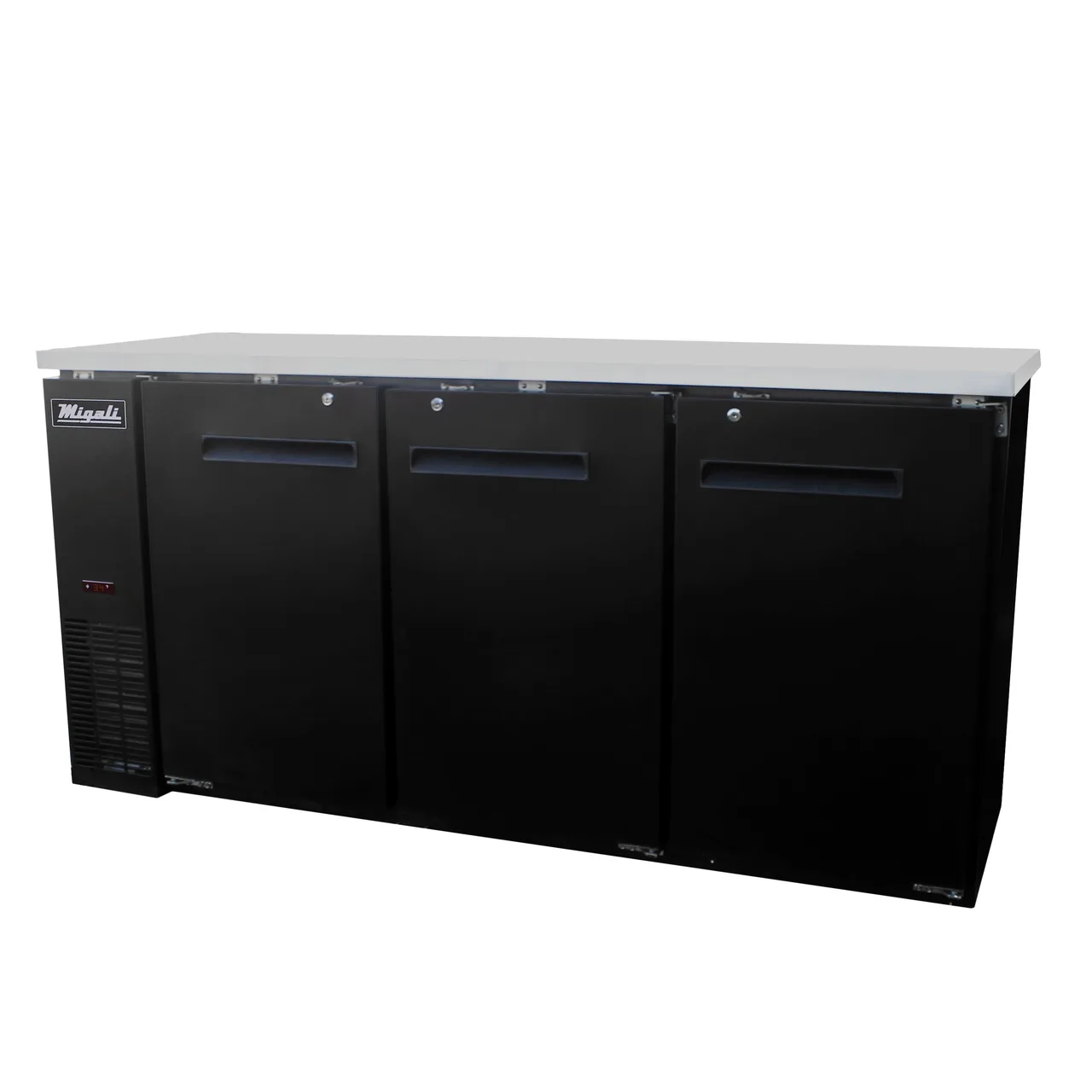 Migali C-BB72-HC 72" Three Section Back Bar Cooler with Solid Door, 19.6 cu. ft.