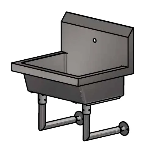 BK Resources MSHS-24W1 24" Wall Mounted Hand Sink without Faucet - 14 gauge / Single Hole