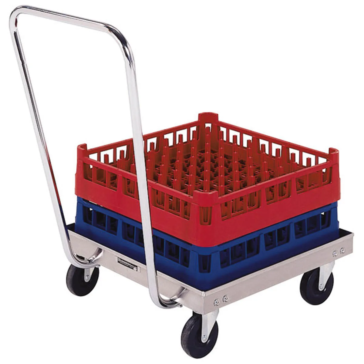 Lakeside 452 Stainless Steel Glass Rack Dolly, 400 lb, Silver, Push Handle, 5" Swivel Casters