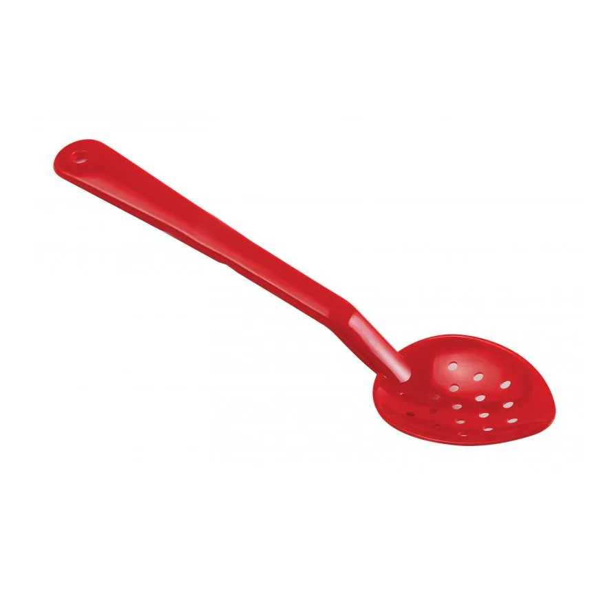 Omcan USA 85097 - Perforated Serving Spoon, 13" Polycarbonate Plastic, Red Handle, NSF