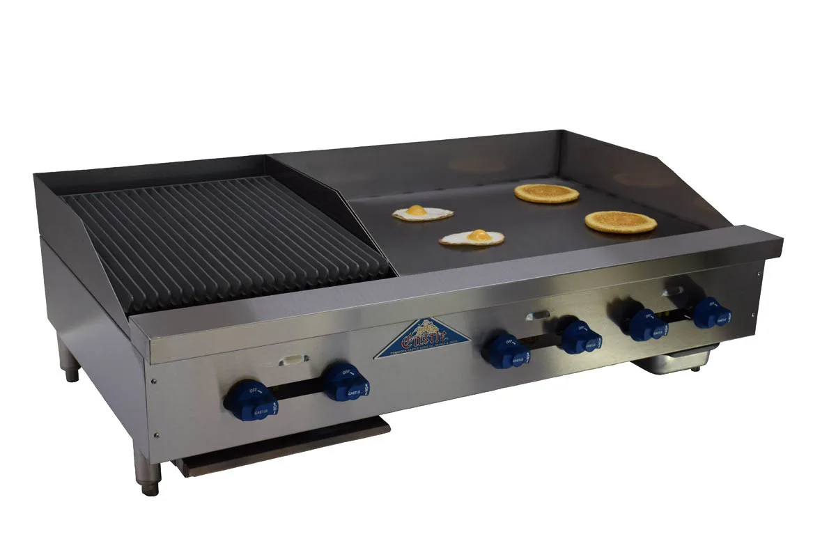 Comstock-Castle FHP48-30T-1.5RB 48" Countertop Gas Griddle/Charbroiler Combination, 112.000 BTU