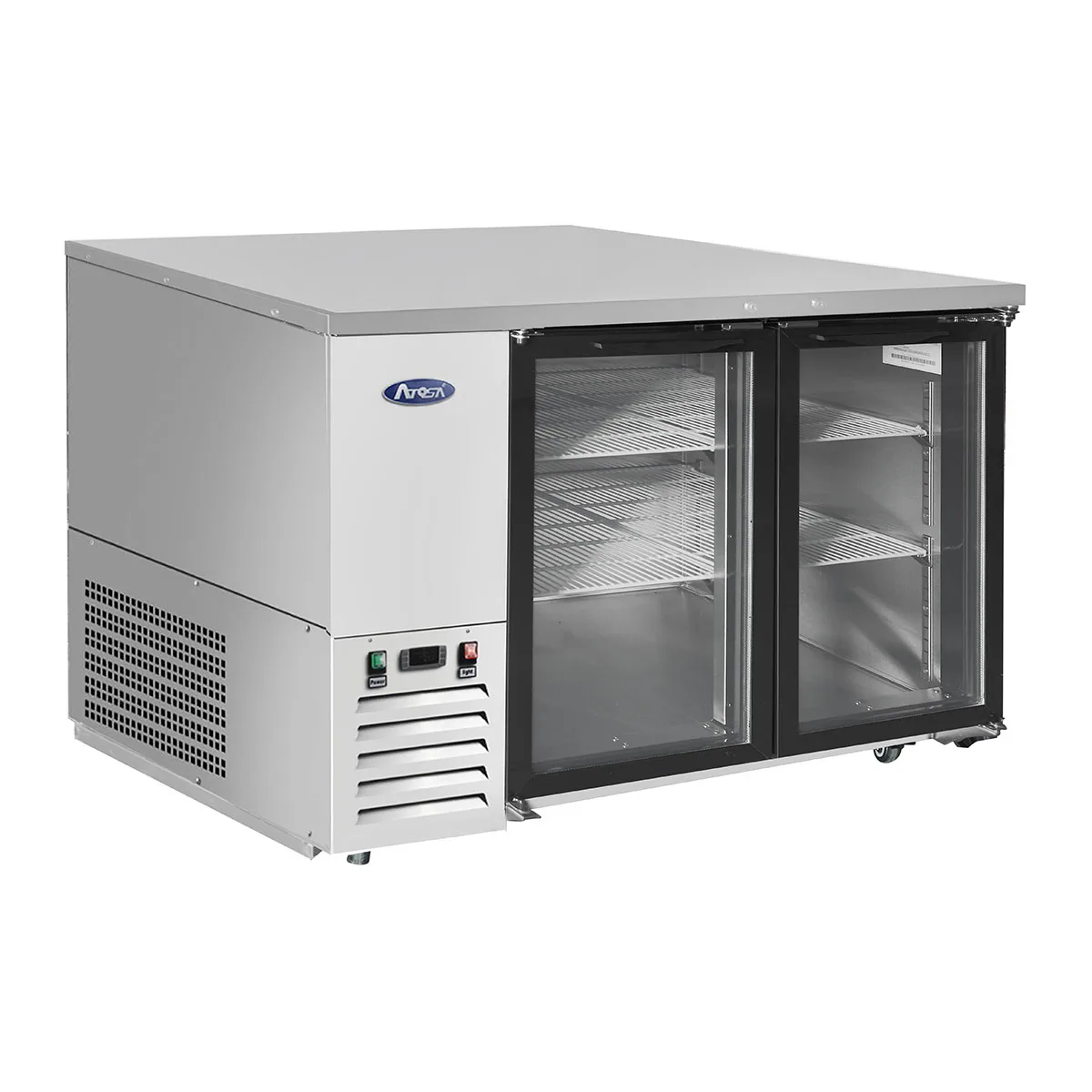 Atosa USA MBB48GGR 48“ Two Section Back Bar Cooler with Glass Door, 13.4 cu. ft.