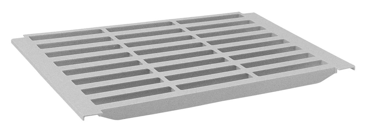 Cambro CBSP1811V151 Camshelving Basics Plus Shelf Plate, 18''W x 11''D, Vented, Gray, Polypropylene with Camguard Antimicrobial Protection