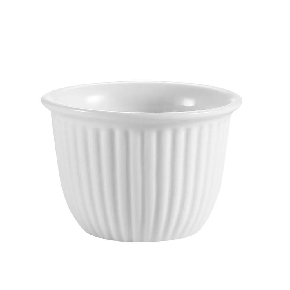 CAC China CST-8 - 6 oz White Porcelain Custard Cup, Fluted, 3" Dia x 2-3/8" H, Oven Safe - 1 Dozen