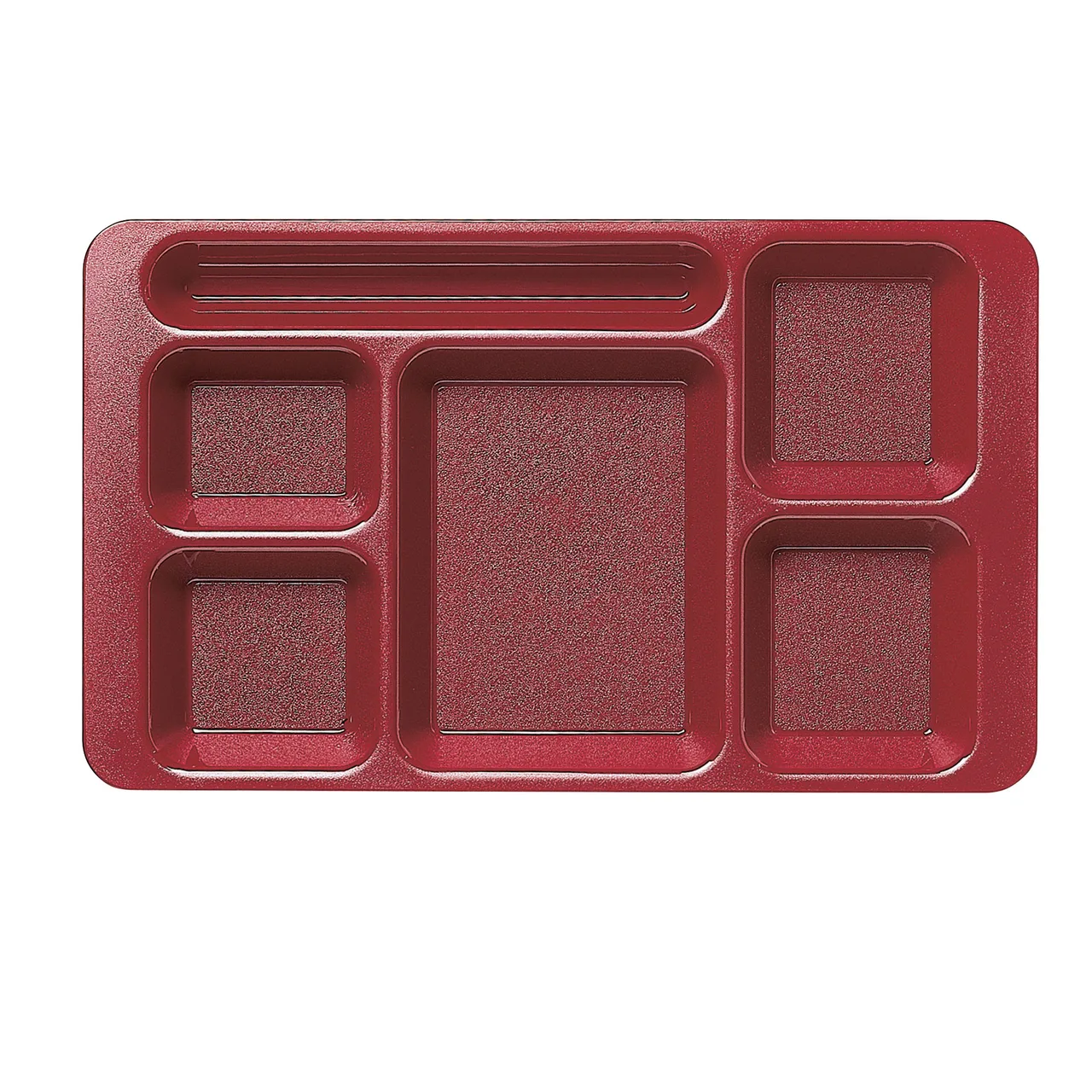 Cambro 1596CP416 - 6-Comp Tray, 9" x 15", Red Plastic, Dishwasher Safe