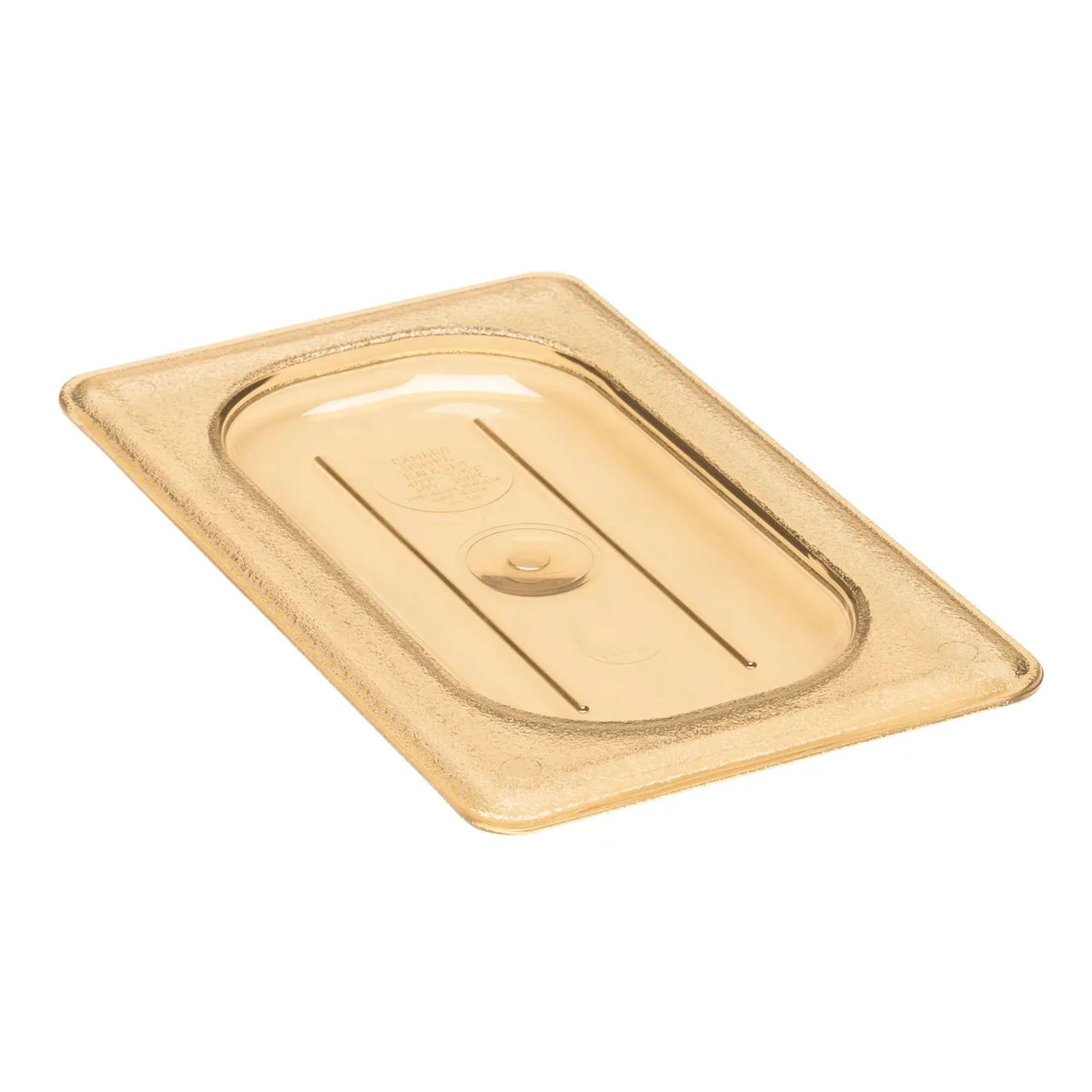 Cambro 90HPC150 H-Pan Cover - 1/9 Flat Amber Plastic Lid, -40°F to 300°F, NSF, Non-Stick