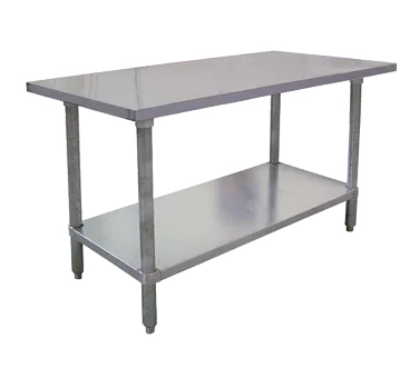 Omcan USA 19139 60" Open Base Work Table with Undershelf, Flat Top / 20 Gauge Top