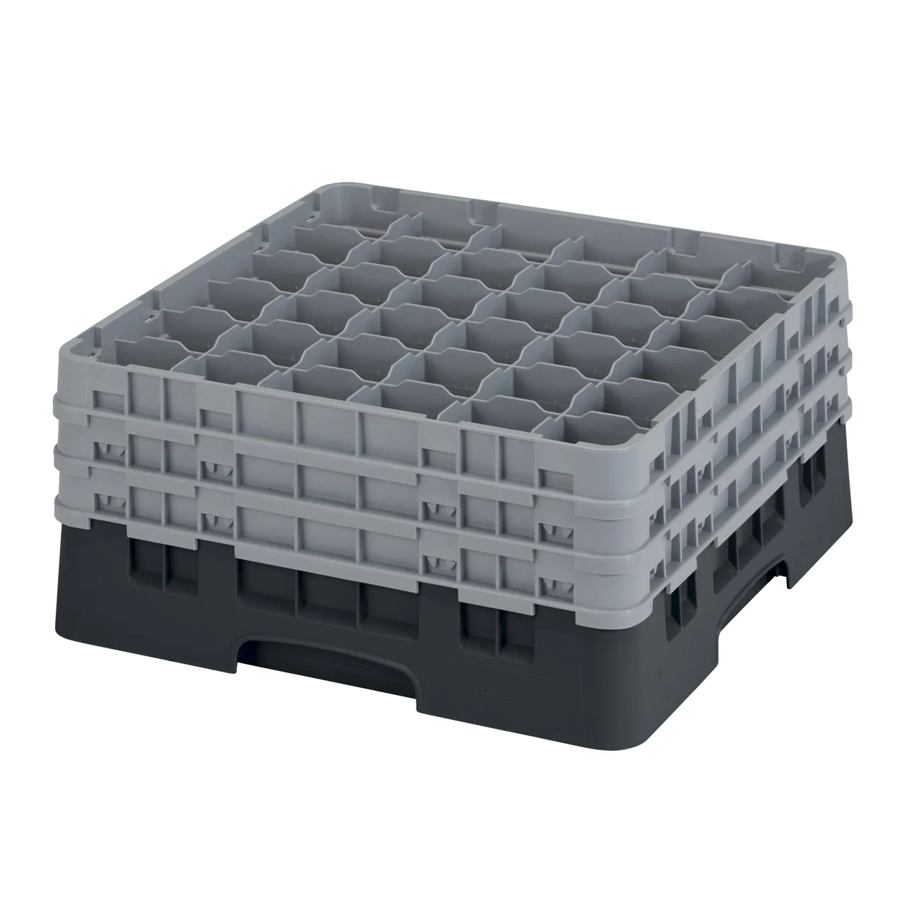 Cambro 36S738110 Camrack Glass Rack, Full Size, Black, 19-3/4 x 19-3/4, 36 Compartments, 2-7/8 Max Dia, HACCP