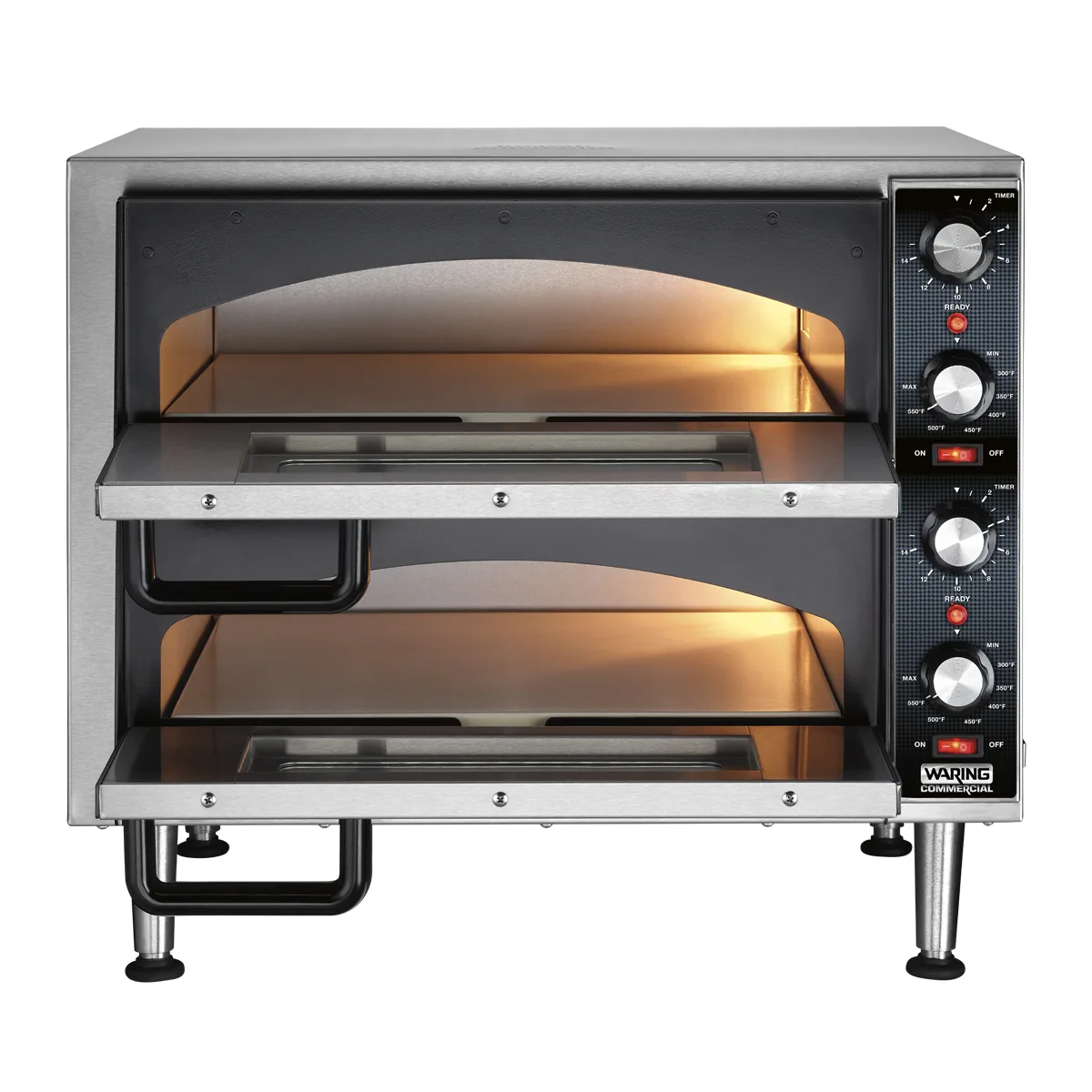 Waring WPO350 25" Electric Countertop Pizza Bake Oven w/ Double Deck, 2 Glass Doors