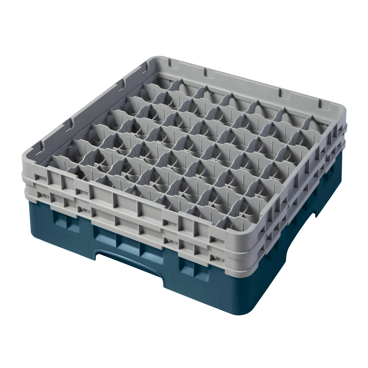 Cambro 49S434414 Camrack Glass Rack, Teal, Full Size, 19-3/4 x 19-3/4, 49 Compartments, 2-7/16 Max Dia, 5-1/4 Max Height